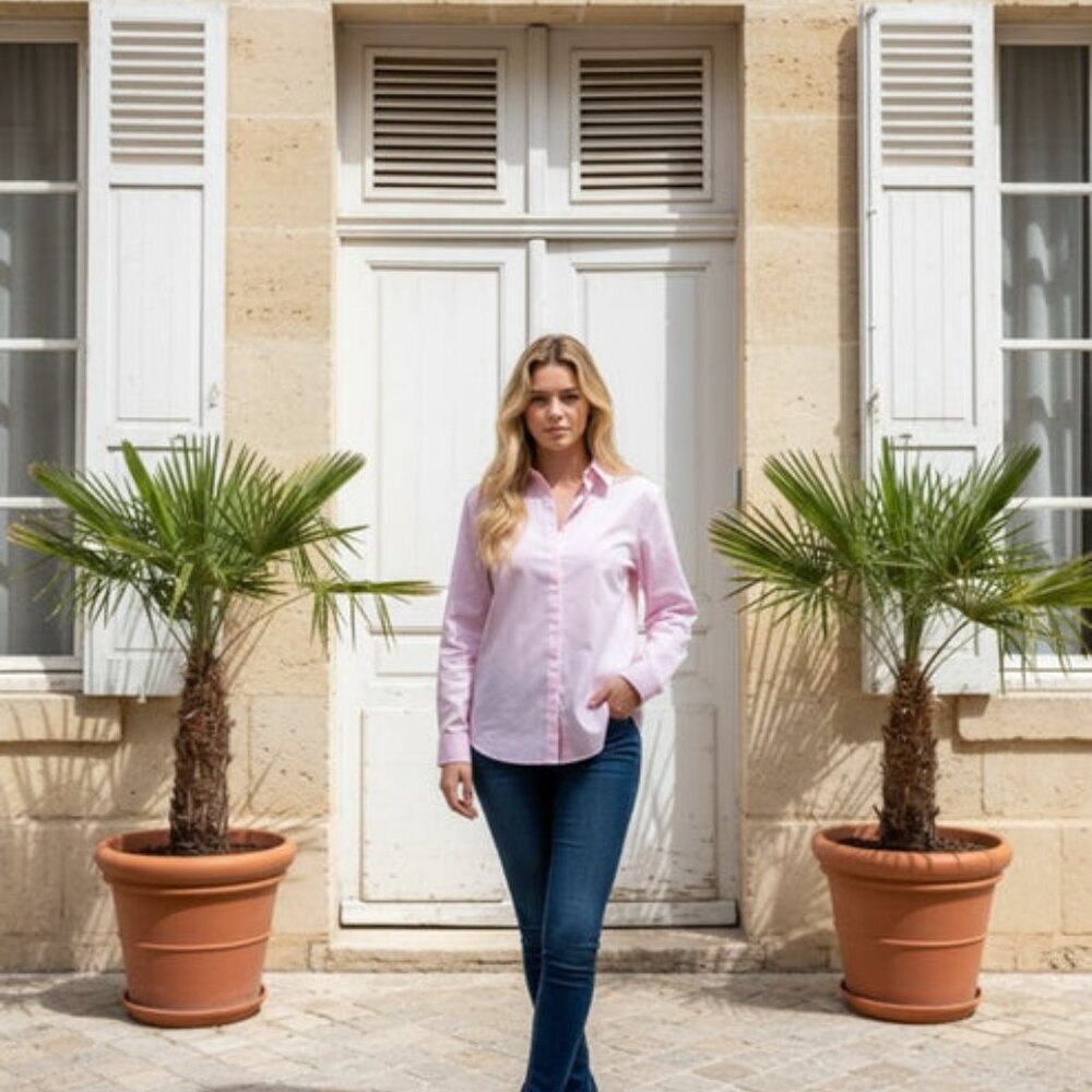 PINK BUTTON DOWN TOP